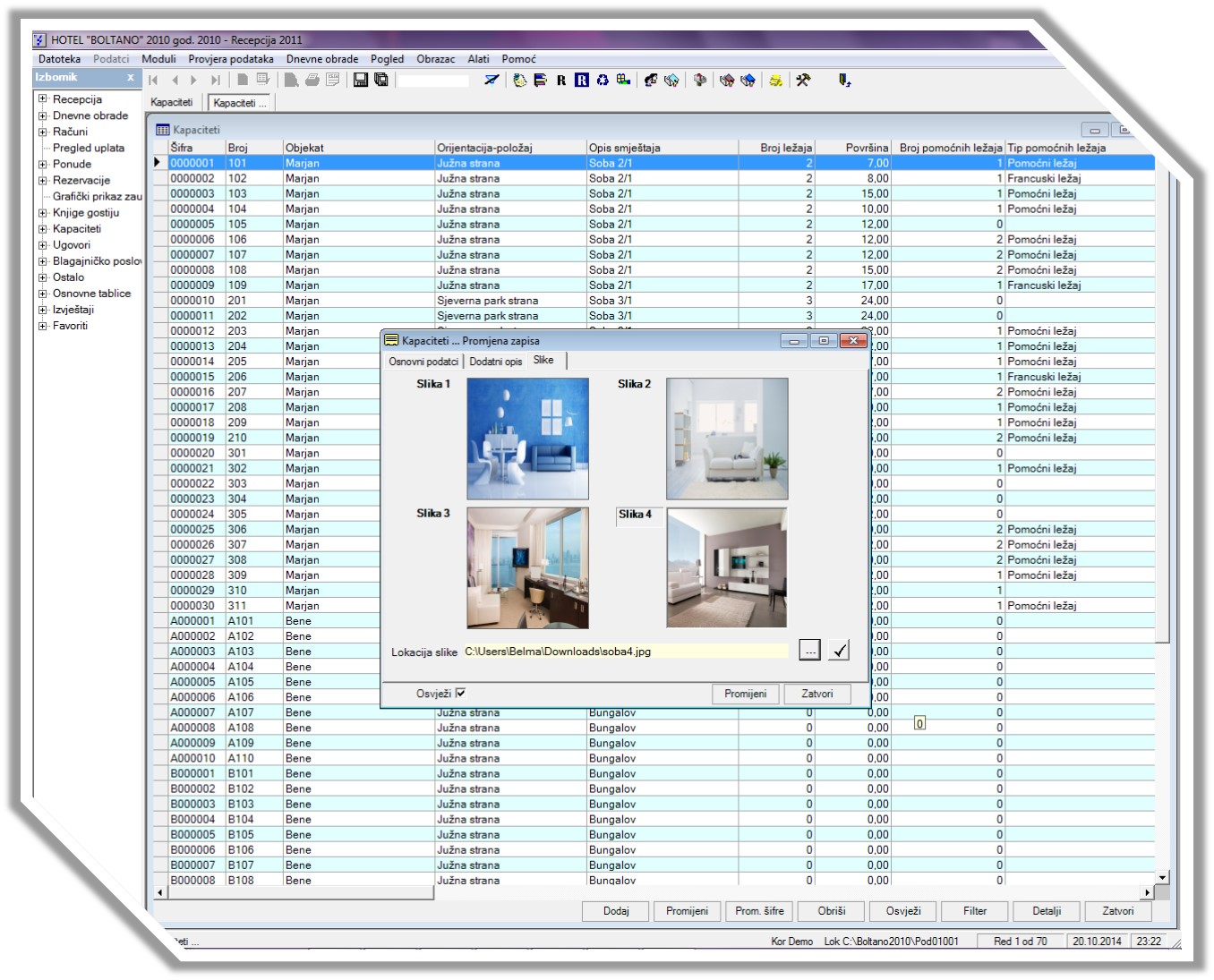 Program sadrži sve potrebne cjeline